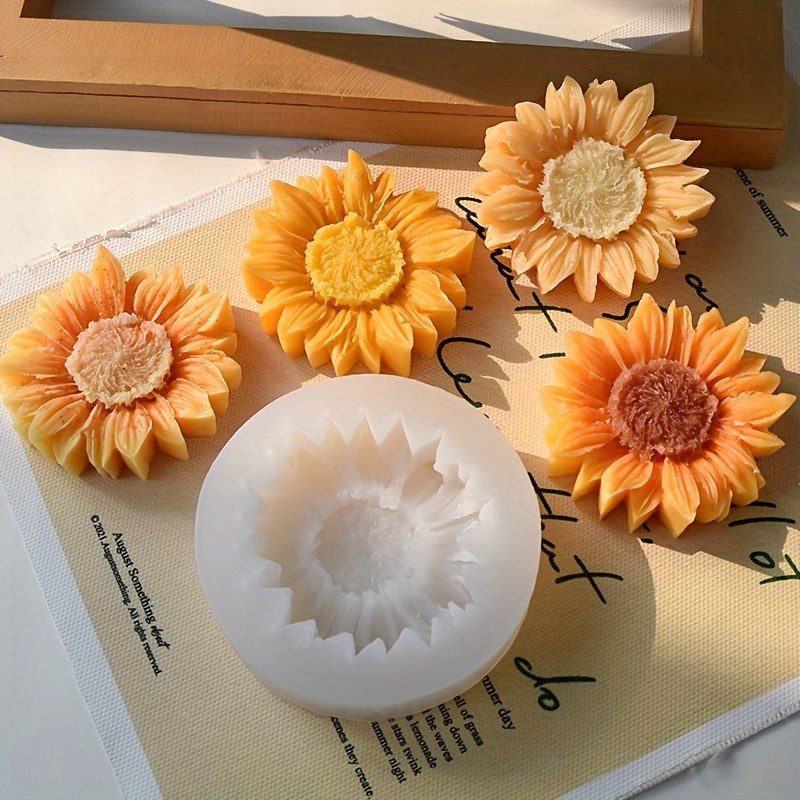 Soap Making Organic - Canlı Renkli 3D Ayçiçeği Silikon Kalıp