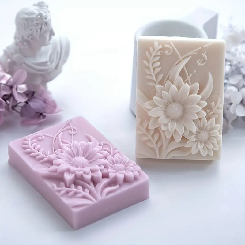 Soap Making Things - 3D Çiçek Kare Sabun silikon kalıp