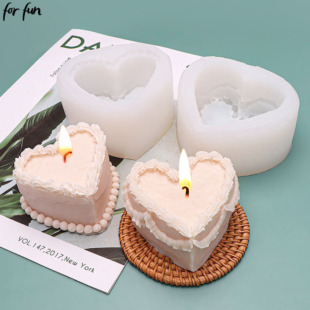 Soap Making Things - Eğlenceli Kalp Kek Şekilli Mum silikon
