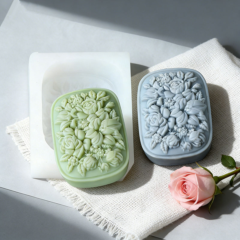 Soap Making In Home - Kare Çiçek Silikon Sabun Kalıbı Gül